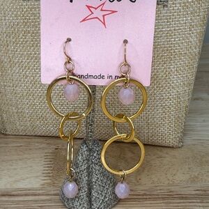 Rachel Gold and Pink Geometric Earrings